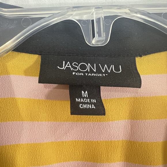 Jason Wu for Target Striped Sleeveless Pleated Shift Mini Dress Medium Pink Blac - Picture 3 of 10
